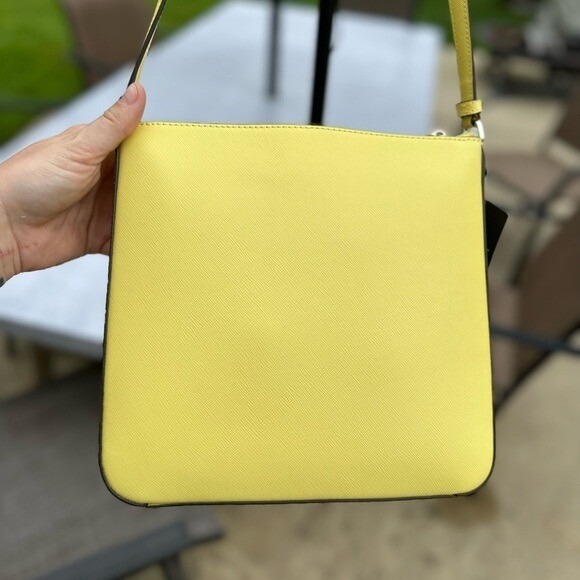 Kate Spade Crossbody Bag Yellow Leather Zip Top Shoulder Bag - Picture 6 of 12